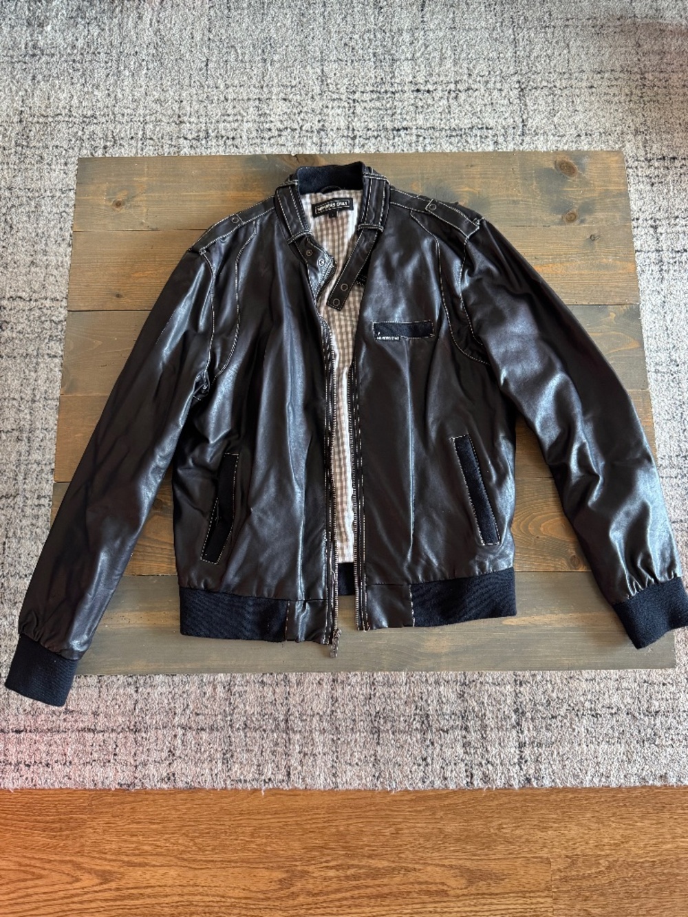 Members Only Iconic Racer Faux Leather Jacket Black Men’s L